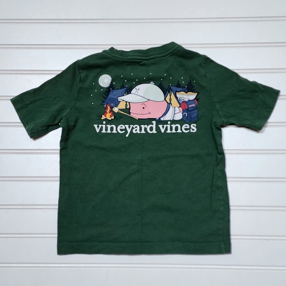 Vineyard Vines Boys Camping Whale Pocket Short Sleeve T-Shirt Size 3T Green